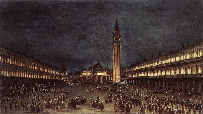 GUARDI, Francesco Nighttime Procession in Piazza San Marco fdh France oil painting art